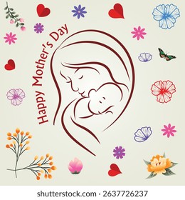 A collection of minimalistic line icons themed around Mother's Day, Mother's Day Line Icons Set 