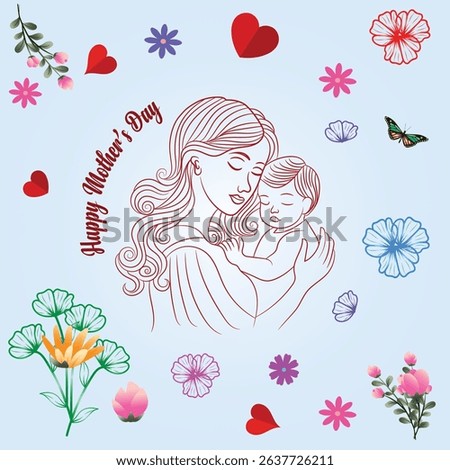 A collection of minimalistic line icons themed around Mother's Day, Mother's Day Line Icons Set 