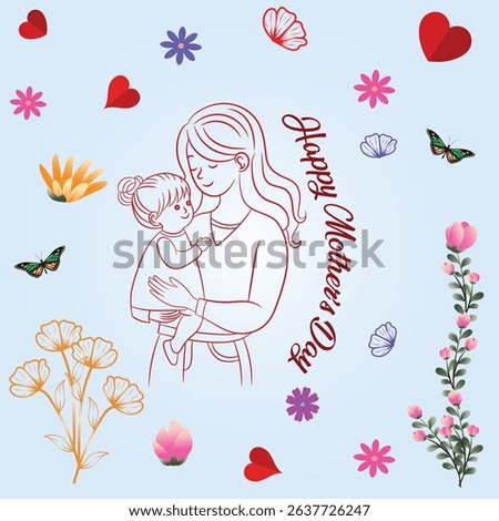 A collection of minimalistic line icons themed around Mother's Day, Mother's Day Line Icons Set 