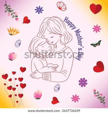 A collection of minimalistic line icons themed around Mother's Day, Mother's Day Line Icons Set 