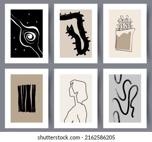 Collection Minimalistic Modern Art Wall Posters Stock Vector (Royalty ...