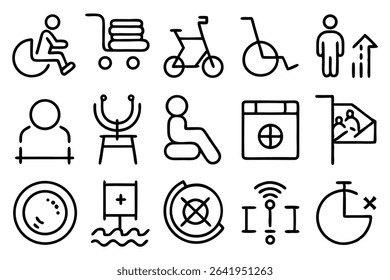 Collection of minimalistic outline icons representing various concepts and symbolism suitable for design
