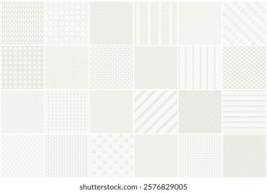 Collection of minimalistic seamless patterns. Beige textile endless prints. Repeatable unusual simple backgrounds