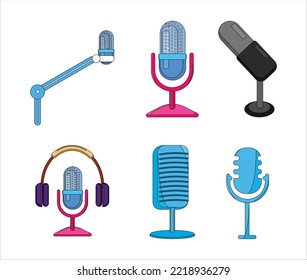 Collection of Miscellaneous Microphone Colorful Vector