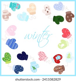 A collection of mitten designs in different colors for winter designs