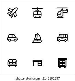Collection of Mix Icon Construction Transportation Electronic Furniture Sport and Multimedia
