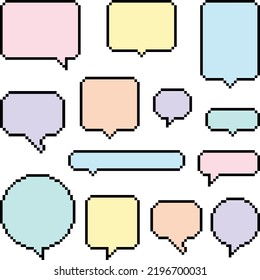 Collection of mixed pixelated speech bubble.