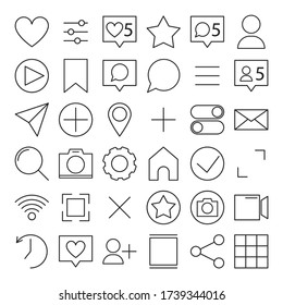 Collection Mobile Communication Icons Line Art Stock Vector (royalty 