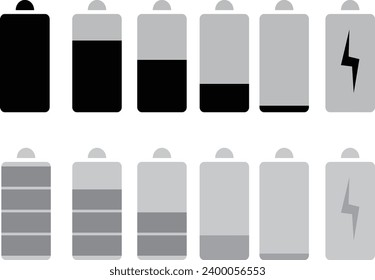 Collection of mobile phone battery charging icons