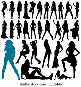 collection of model woman vector