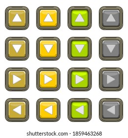 Colección de flechas de juego 3d modernas, con diseño brillante para ui/ux o elemento web