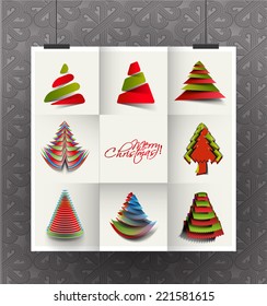 Collection of Modern abstract christmas tree background.