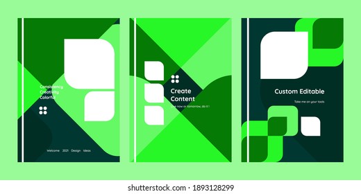 Colección de composición abstracta moderna, ilustración en colores verdes naturales, perfecta para invitación, afiche, portada, plantillas de volante, fondos y más, vectores completamente editables.