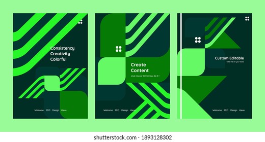 A collection of modern abstract composition, illustration in natural green colors, perfect for invitation, poster, cover, flyer templates, backgrounds and more, fully editable vectors.
