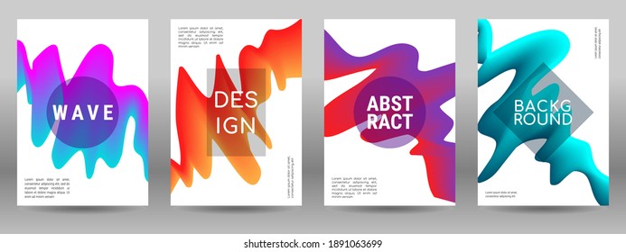 Collection of modern abstract covers. Geometric wave shape with liquid colorful gradient. It is suitable for posters, flyers, banners, etc. Vector illustration