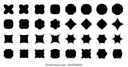 Coleção de formas e símbolos modernos, abstratos e geométricos. Elementos poligonais. Moderna moda minimalista figuras básicas, linhas, círculos, hexágono, estrela, estilo plano triângulo. Vetor