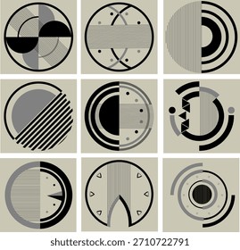 Colección de iconos de logotipo geométrico abstracto moderno en blanco y negro. Perfecto para proyectos de branding y diseño.
