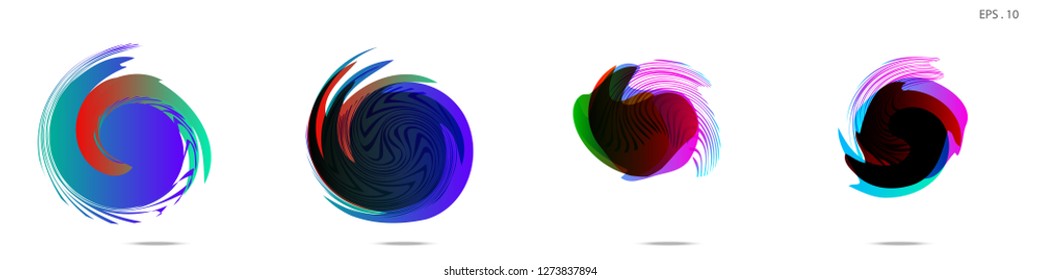 Collection of modern abstract graphic elements. Vortex vector background. Templates for logo design, leaflets or presentations. Vector illustration