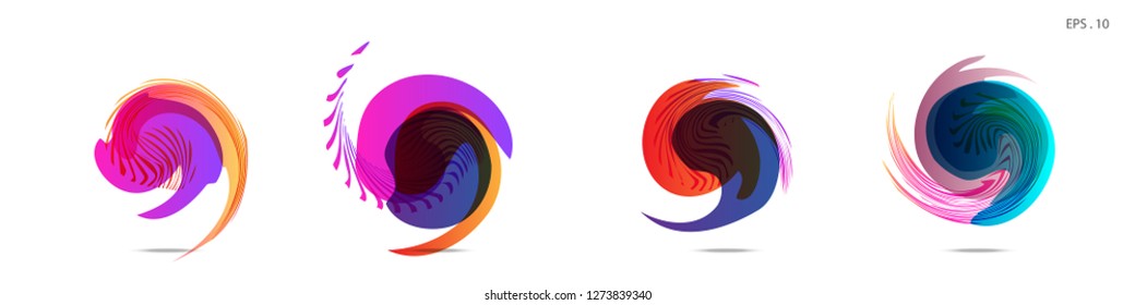 Collection of modern abstract graphic elements. Vortex vector background. Templates for logo design, leaflets or presentations. Vector illustration