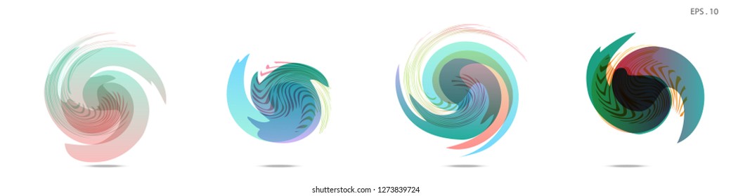 Collection of modern abstract graphic elements. Vortex vector background. Templates for logo design, leaflets or presentations. Vector illustration