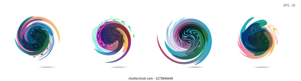 Collection of modern abstract graphic elements. Vortex vector background. Templates for logo design, leaflets or presentations. Vector illustration