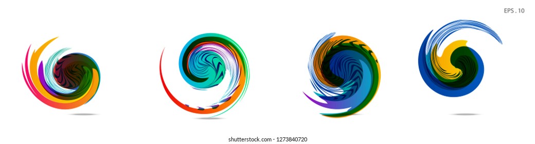Collection of modern abstract graphic elements. Vortex vector background. Templates for logo design, leaflets or presentations. Vector illustration