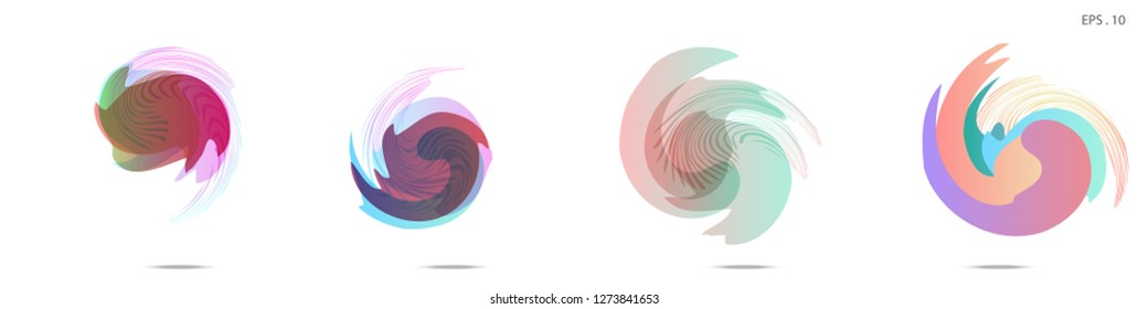 Collection of modern abstract graphic elements. Vortex vector background. Templates for logo design, leaflets or presentations. Vector illustration