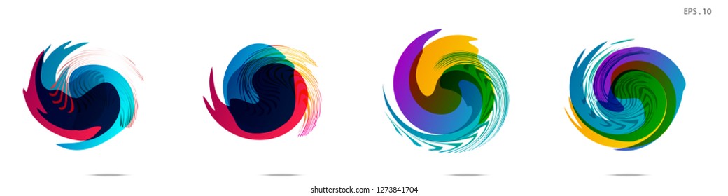 Collection of modern abstract graphic elements. Vortex vector background. Templates for logo design, leaflets or presentations. Vector illustration