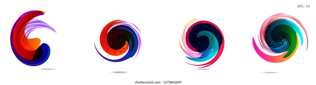 Collection of modern abstract graphic elements. Vortex vector background. Templates for logo design, leaflets or presentations. Vector illustration