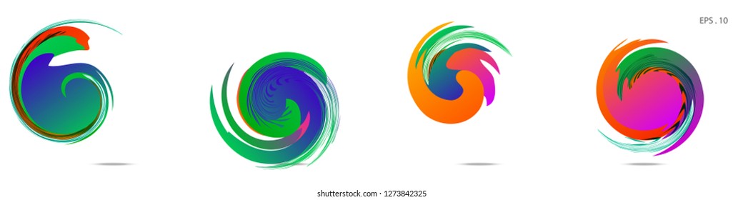 Collection of modern abstract graphic elements. Vortex vector background. Templates for logo design, leaflets or presentations. Vector illustration