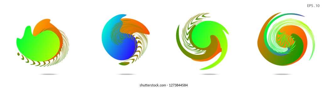 Collection of modern abstract graphic elements. Vortex vector background. Templates for logo design, leaflets or presentations. Vector illustration