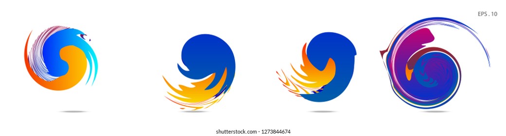 Collection of modern abstract graphic elements. Vortex vector background. Templates for logo design, leaflets or presentations. Vector illustration
