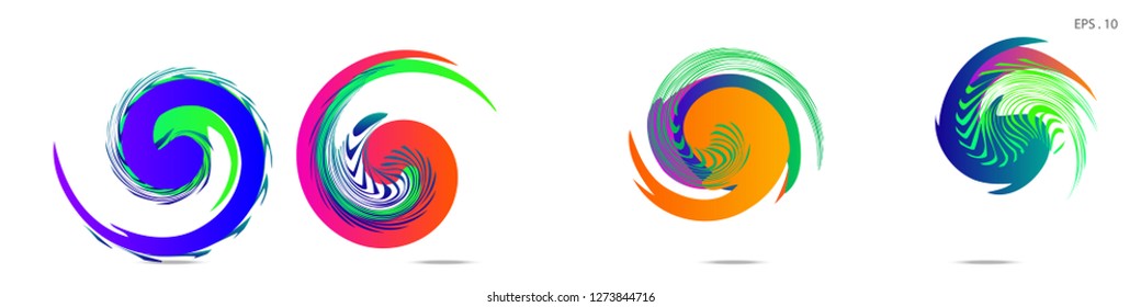 Collection of modern abstract graphic elements. Vortex vector background. Templates for logo design, leaflets or presentations. Vector illustration