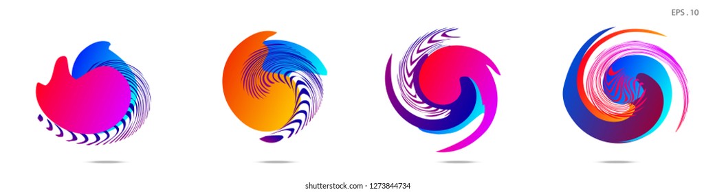 Collection of modern abstract graphic elements. Vortex vector background. Templates for logo design, leaflets or presentations. Vector illustration