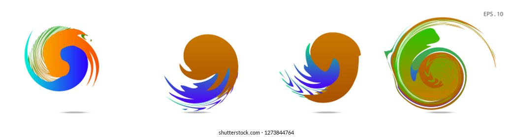 Collection of modern abstract graphic elements. Vortex vector background. Templates for logo design, leaflets or presentations. Vector illustration