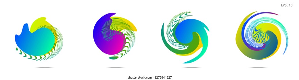 Collection of modern abstract graphic elements. Vortex vector background. Templates for logo design, leaflets or presentations. Vector illustration