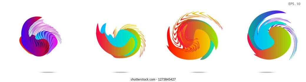 Collection of modern abstract graphic elements. Vortex vector background. Templates for logo design, leaflets or presentations. Vector illustration