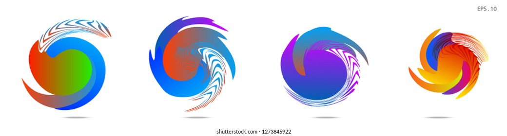Collection of modern abstract graphic elements. Vortex vector background. Templates for logo design, leaflets or presentations. Vector illustration