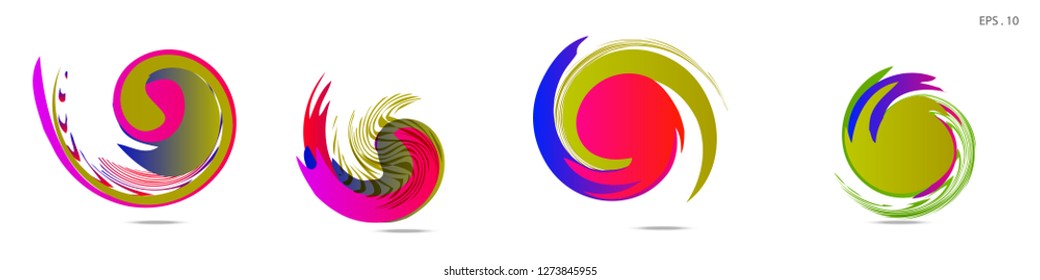 Collection of modern abstract graphic elements. Vortex vector background. Templates for logo design, leaflets or presentations. Vector illustration