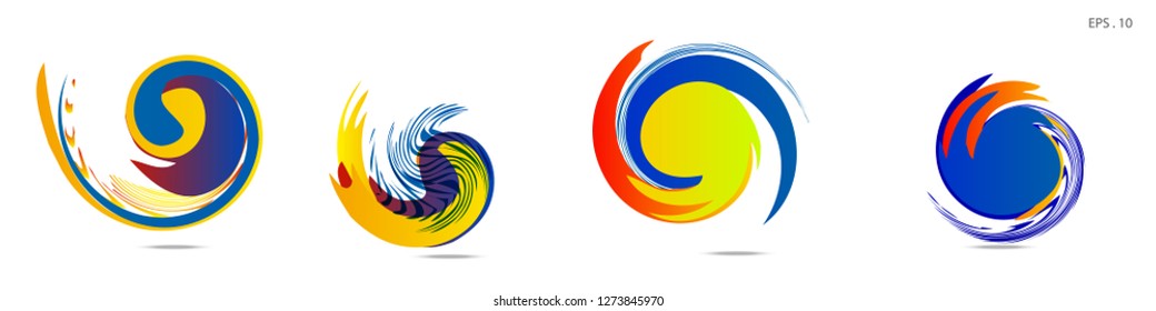 Collection of modern abstract graphic elements. Vortex vector background. Templates for logo design, leaflets or presentations. Vector illustration