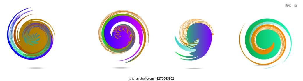 Collection of modern abstract graphic elements. Vortex vector background. Templates for logo design, leaflets or presentations. Vector illustration