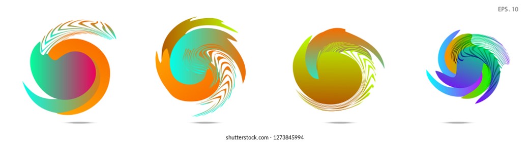 Collection of modern abstract graphic elements. Vortex vector background. Templates for logo design, leaflets or presentations. Vector illustration