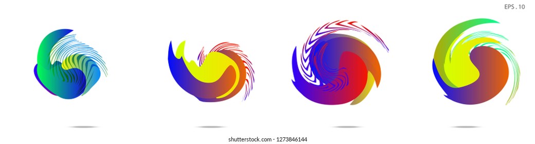Collection of modern abstract graphic elements. Vortex vector background. Templates for logo design, leaflets or presentations. Vector illustration