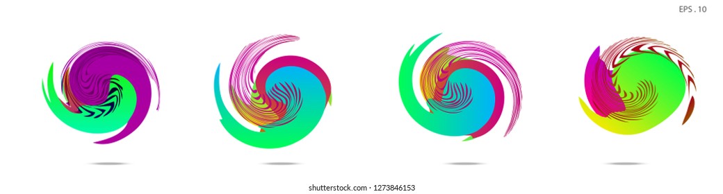 Collection of modern abstract graphic elements. Vortex vector background. Templates for logo design, leaflets or presentations. Vector illustration