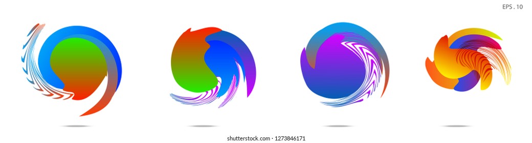Collection of modern abstract graphic elements. Vortex vector background. Templates for logo design, leaflets or presentations. Vector illustration