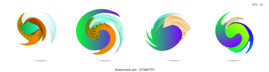 Collection of modern abstract graphic elements. Vortex vector background. Templates for logo design, leaflets or presentations. Vector illustration