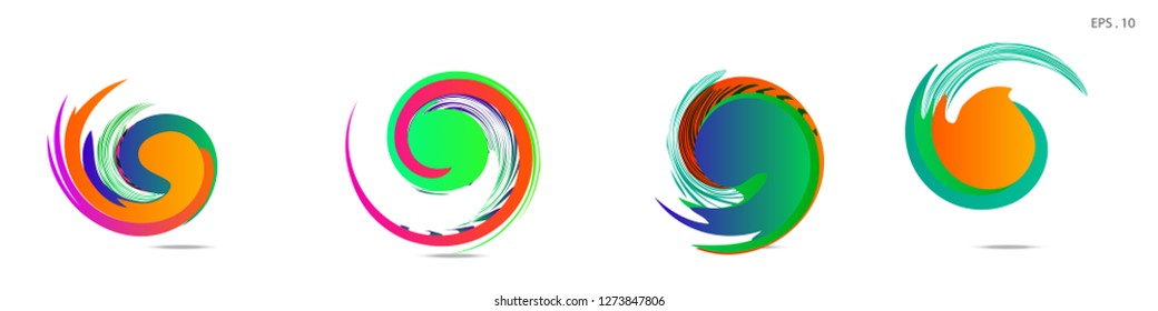 Collection of modern abstract graphic elements. Vortex vector background. Templates for logo design, leaflets or presentations. Vector illustration