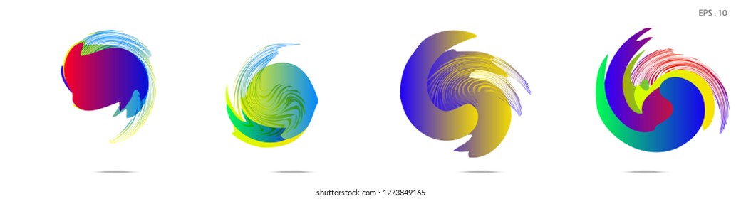 Collection of modern abstract graphic elements. Vortex vector background. Templates for logo design, leaflets or presentations. Vector illustration