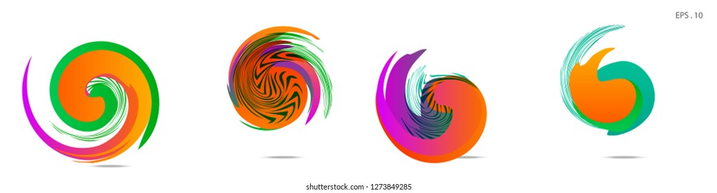 Collection of modern abstract graphic elements. Vortex vector background. Templates for logo design, leaflets or presentations. Vector illustration