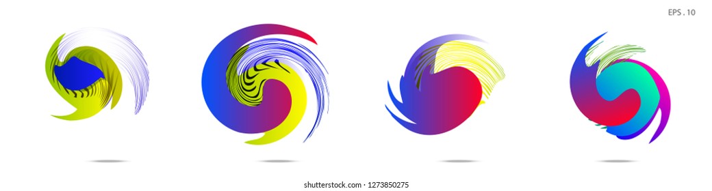Collection of modern abstract graphic elements. Vortex vector background. Templates for logo design, leaflets or presentations. Vector illustration